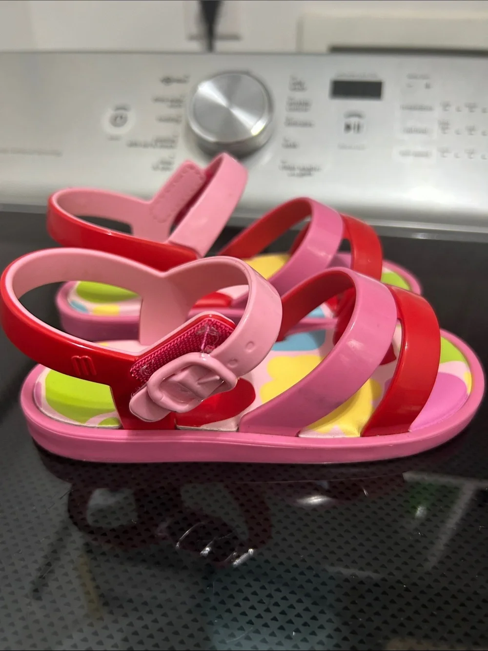 Toddler girls size 10 jelly sandals Velcro strap mini Melissa